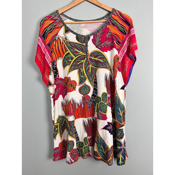 Soft‎ Surroundings Womens M Tigerwood Tunic Top Artsy Boho Coastal Resort Beach - Picture 3 of 11